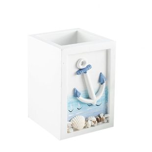 甄选地中海风格 饰品公收纳笔筒书房摆件 创意时尚 方形笔筒家居装