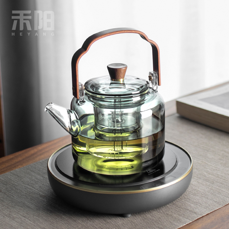 禾阳 电陶炉煮茶壶家用加热玻璃烧水壶茶具全自动小型煮茶器套装