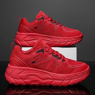 本命年红色鞋子男女秋冬2025龙年运动鞋青少年初中学生大童跑步鞋