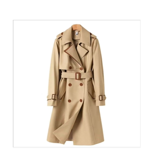 高级感赫本风欧式风衣女2025年春秋英伦气质中长款大衣拼色外套