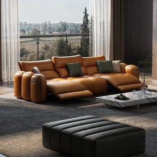 岛氏小岛零靠墙真皮电动沙发功能沙发真皮多功能现代极简客厅沙发