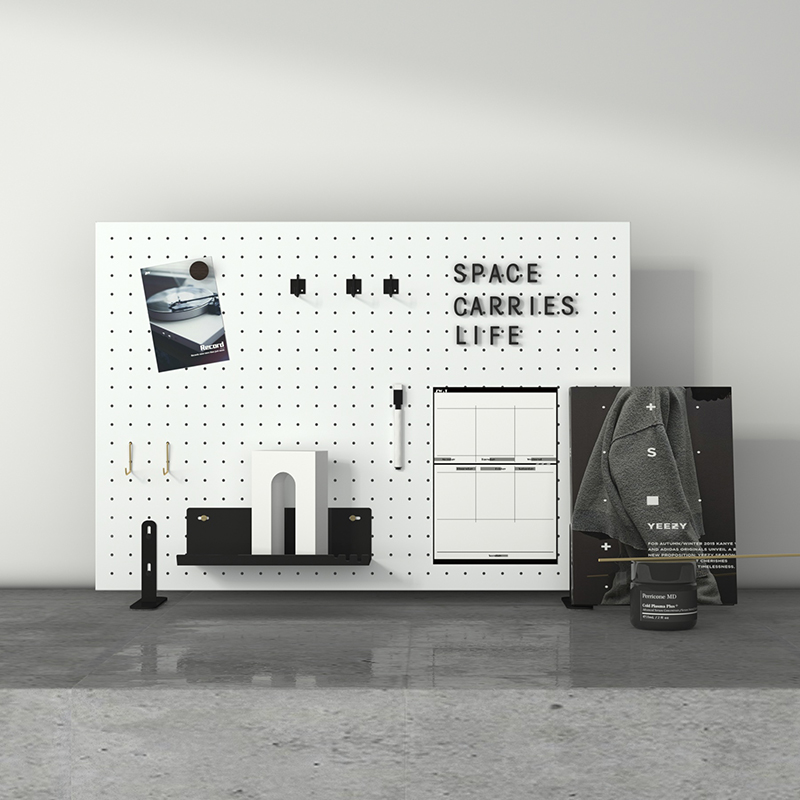 ZW.T载物空间洞洞板安装免打孔站立夹桌面夹入户玄关装饰挂架