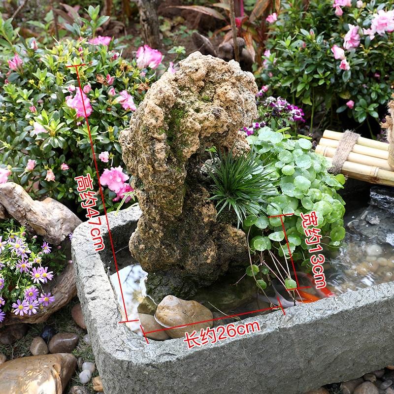 石磨流水假山石块磨盘配件景观装饰阳台庭院花园石磨流水摆件造景