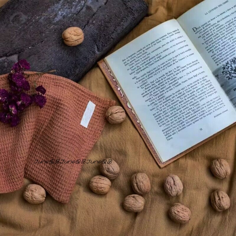 法式桌布棕驼色复古野餐美食背景布咖啡甜品小茶几长条桌垫布