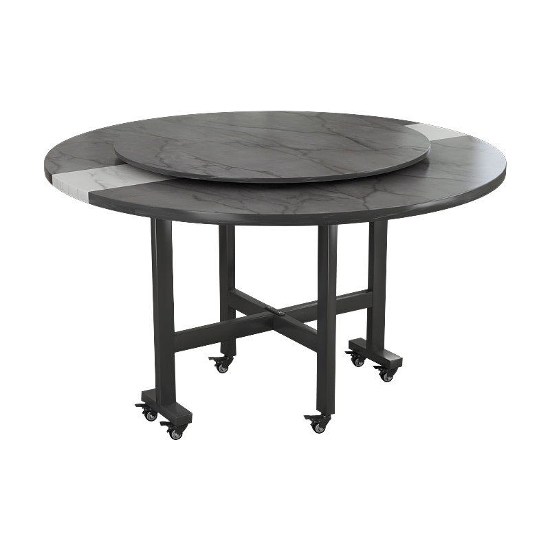 折叠餐桌小户型吃饭桌子餐桌免安装小桌子可折叠圆桌转盘家用