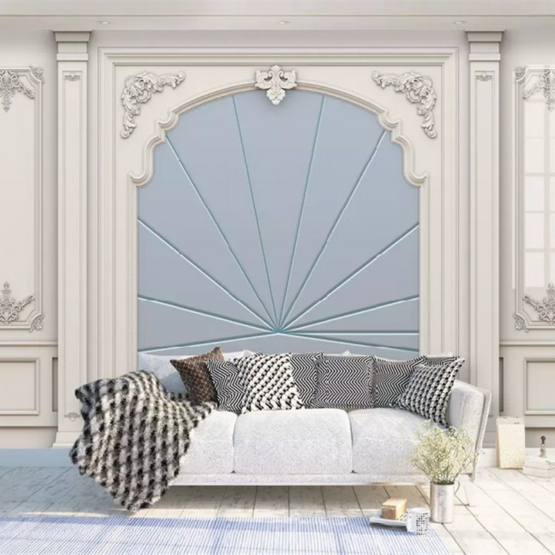 X0738护板石膏线欧式雕花仿真皮仿软包3d大型壁画电视背景墙