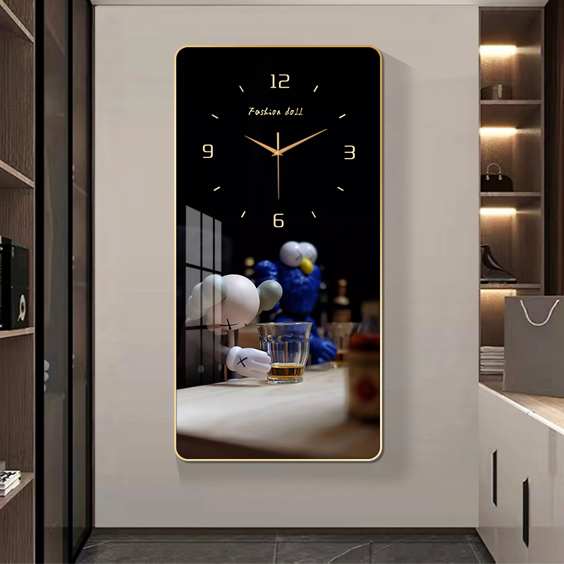 潮流公仔装饰画挂钟客厅 暴力熊沙发背景墙挂画床头壁画装饰钟表