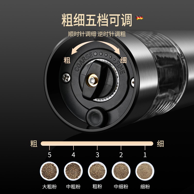 家用电动黑胡椒研磨器芝麻花椒胡椒粉磨碎机胡椒调料罐快速碾碎机