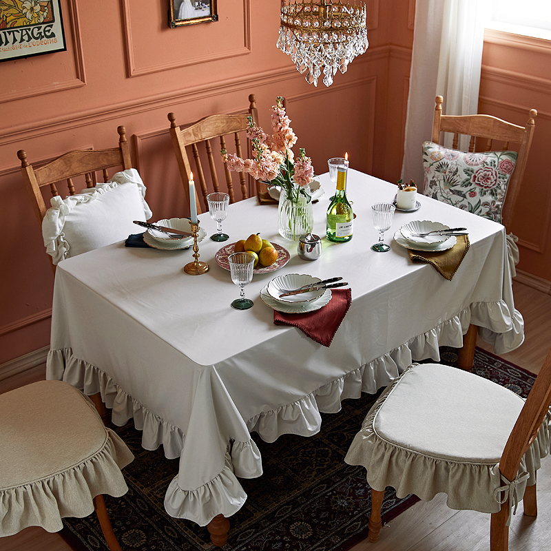 法式桌布防水防油免洗高级感tpu仿羊皮家用荷叶边长方形餐桌台布