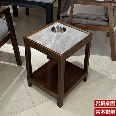 岩板实木麻将桌茶水架茶楼棋牌室专用茶几麻将房麻将机双层置厂家