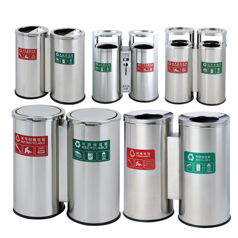 不锈钢分类垃圾桶商场机场上海北京万达吾悦广场物业楼地道果皮箱
