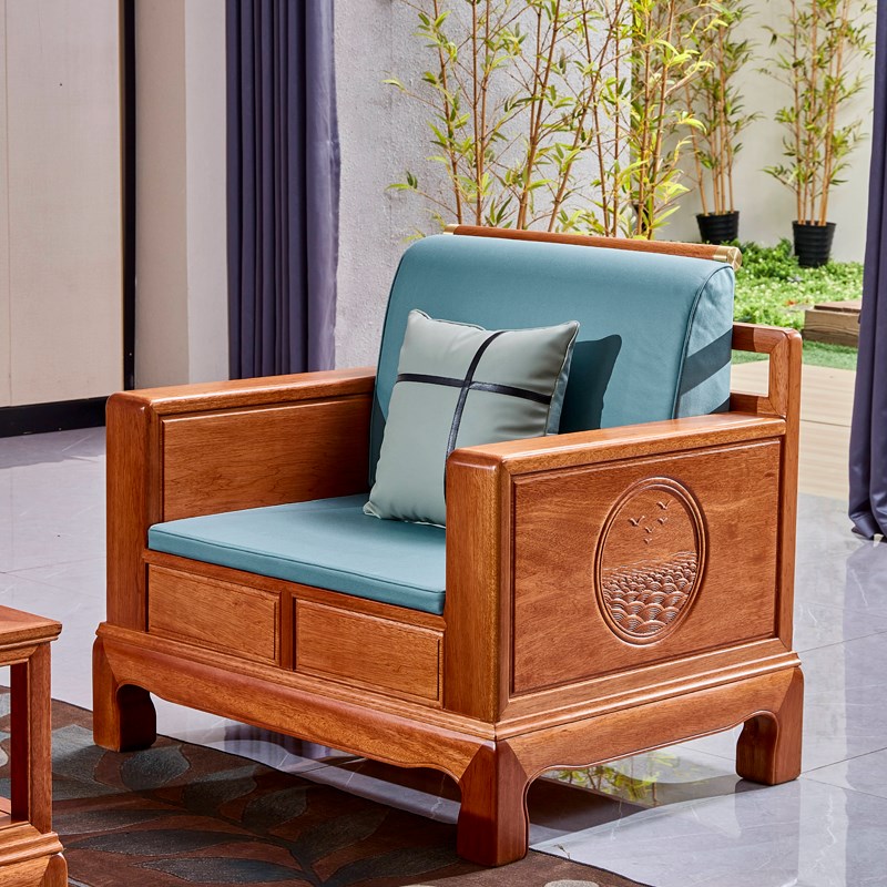 全实木沙发贵妃转角金花梨木中式古典仿古客厅菠萝格红木家具