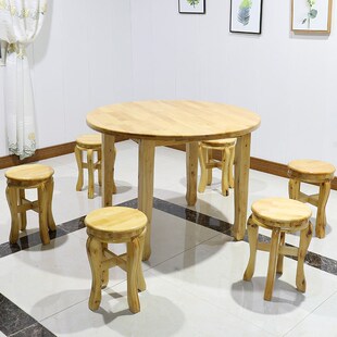 全实木圆桌凳家用仿古八人十人圆形餐桌餐饮饭店农家乐桌