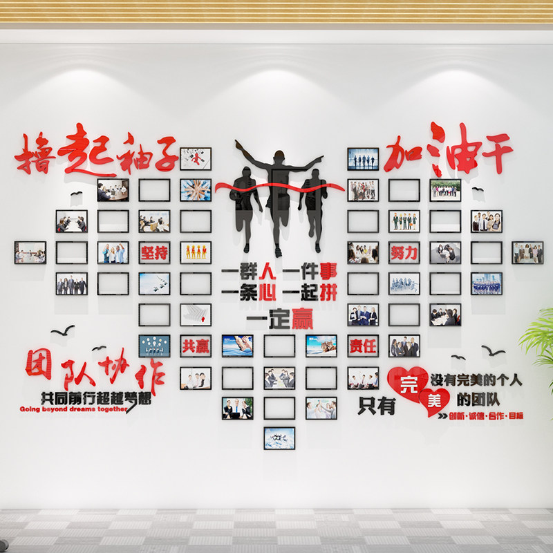 员工天地风采文化墙企业文化办公室装饰励志标语照片展示文化墙