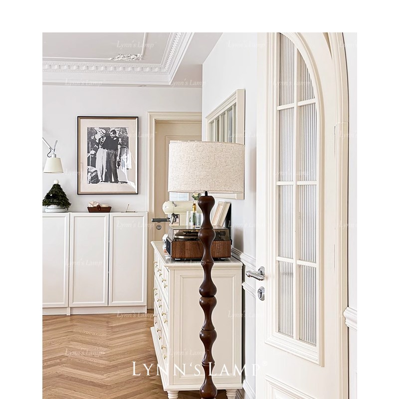 Lynn立意 中古白蜡木落地灯 法式复古客厅卧室高级氛围感沙发边