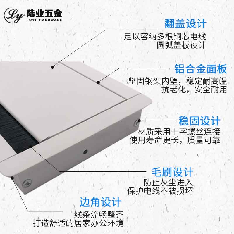 办公桌线孔盖洞装饰盖过线装饰盖阻尼缓冲线孔盒板电脑桌面线孔盖
