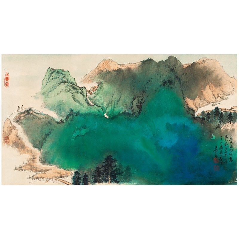 张大千泼墨水彩山路空翠水彩山水国画真迹微喷复制临摹装饰画,家居饰品,国画,淘宝优惠券,粉丝福利购,淘宝优惠卷