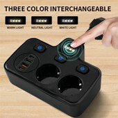 U欧式 转换器关插座一转二欧规壁挂德式 转换插座夜灯