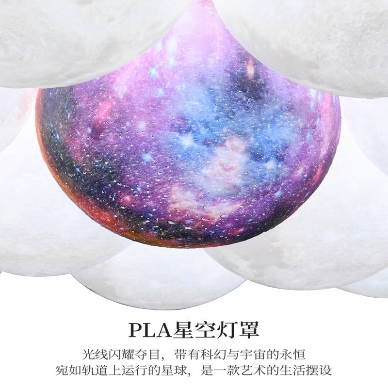 卧室吊灯月球灯具现代简约房间主卧灯创意泡泡灯餐厅儿童房灯客厅