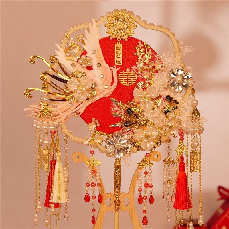 团扇新娘结婚di材料包面色金色古风级秀禾服重工喜扇,家居饰品,工艺扇/团扇/喜扇/折扇,淘宝优惠券,粉丝福利购,淘宝优惠卷