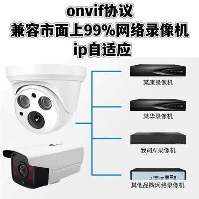 IP自适应onvif半球全兼容高清3.0万室内网络监控红外夜视摄像头