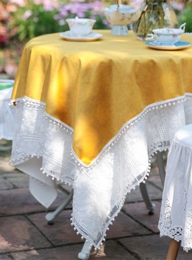 Mi eon优雅防水桌布法式欧美茶几床头柜钢琴庭院小圆餐台盖布