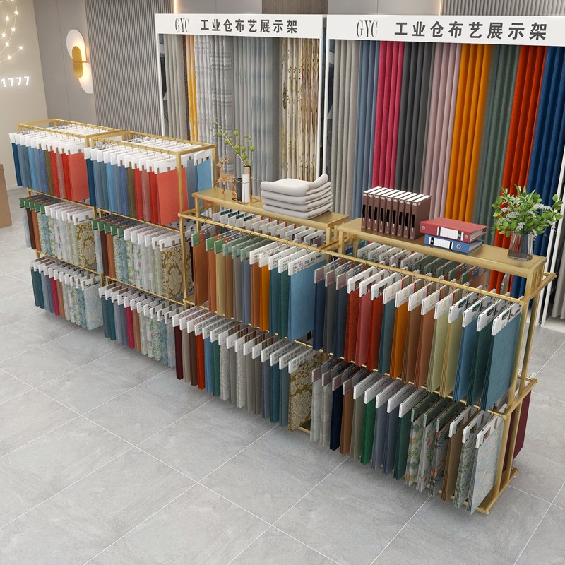 窗帘样品展示架布料吊卡陈列架多层丝巾面料色卡展示架家纺展会用
