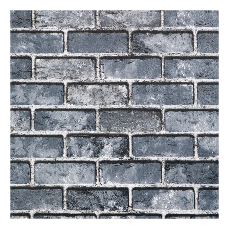 无纺布青砖壁纸 中式复古深灰色砖头墙纸 浅灰色欧式仿古砖纹壁纸