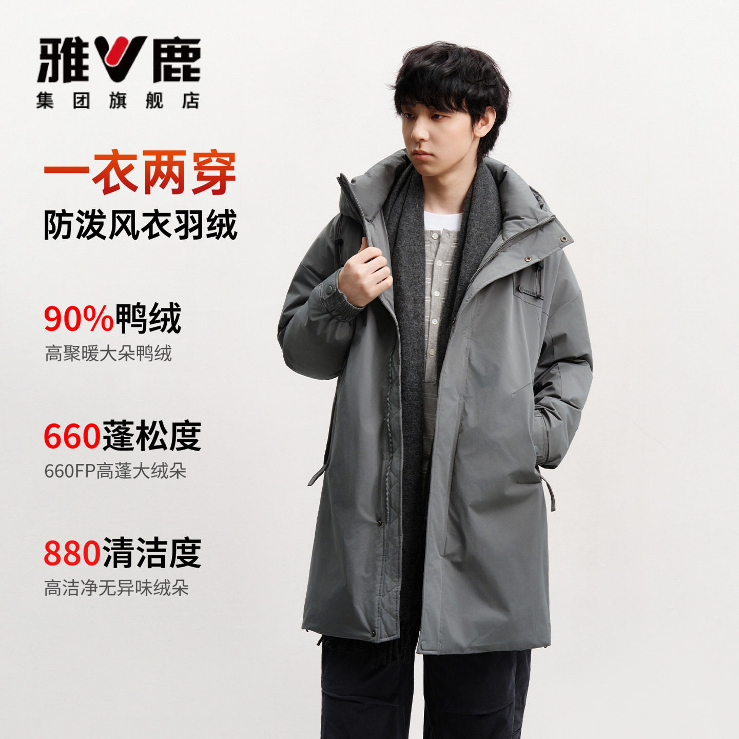 【一衣两穿】雅鹿风衣羽绒服冬