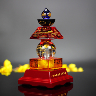 水晶舍利塔密封五轮塔中号装舍利子的塔宝箧印陀罗尼塔木发光底座