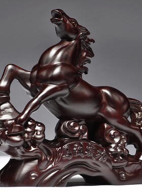 黑檀木马红木马工艺品实木雕刻木质马到成功客厅饰品家居