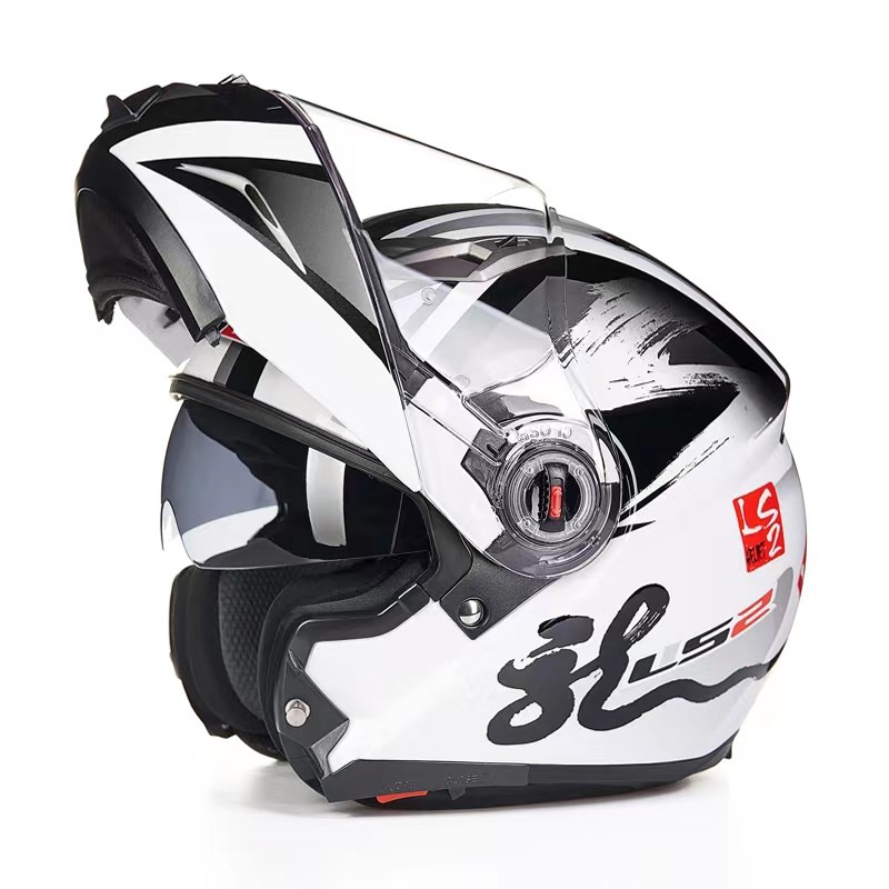 LS2摩托车头盔揭面盔男女四季双镜片防雾大码摩旅机车安全帽FF370