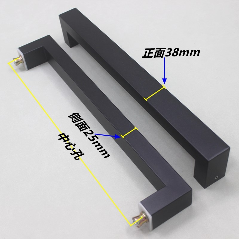 方管面玻璃门拉手黑色不锈钢木门推拉门黑钛玫瑰金大门把手加厚