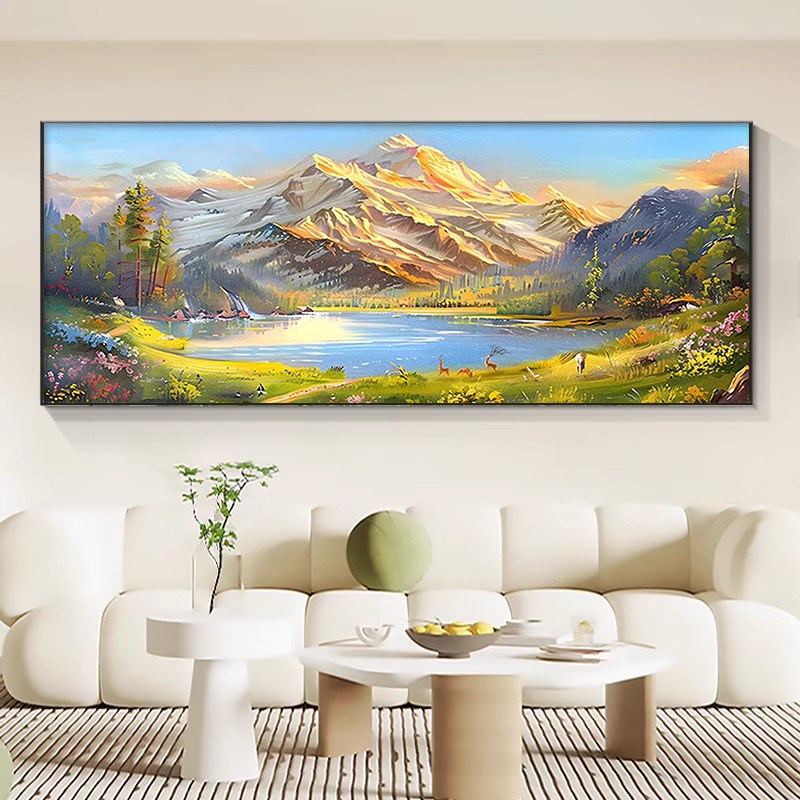 聚宝盆diy数字油画填充填色客厅大幅横版手工涂色画高级感手绘画