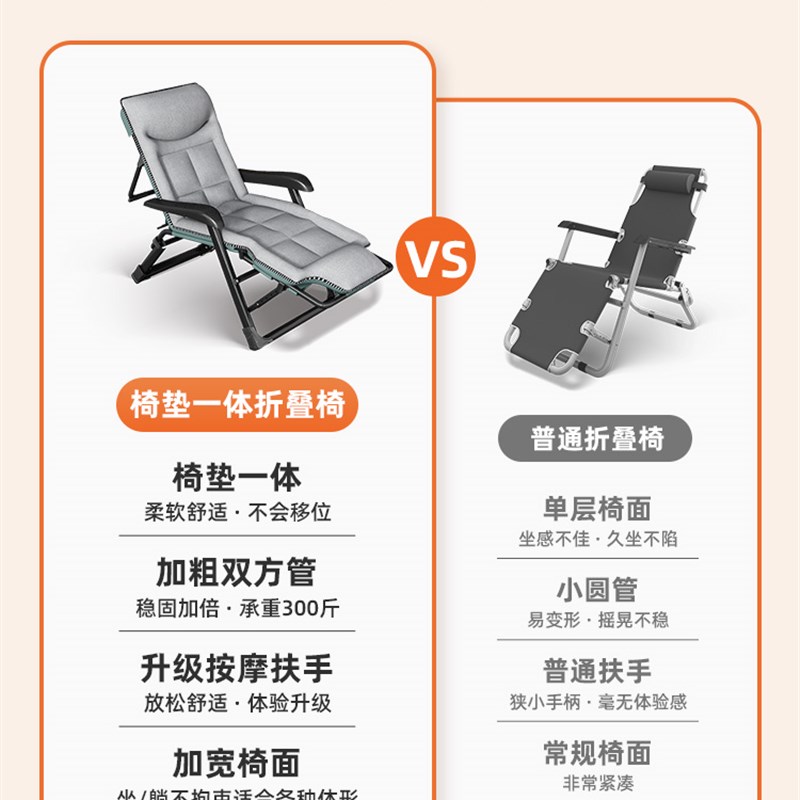 折叠躺椅午休床秋冬季家用阳台休闲办公室懒人沙发坐睡两用靠背椅