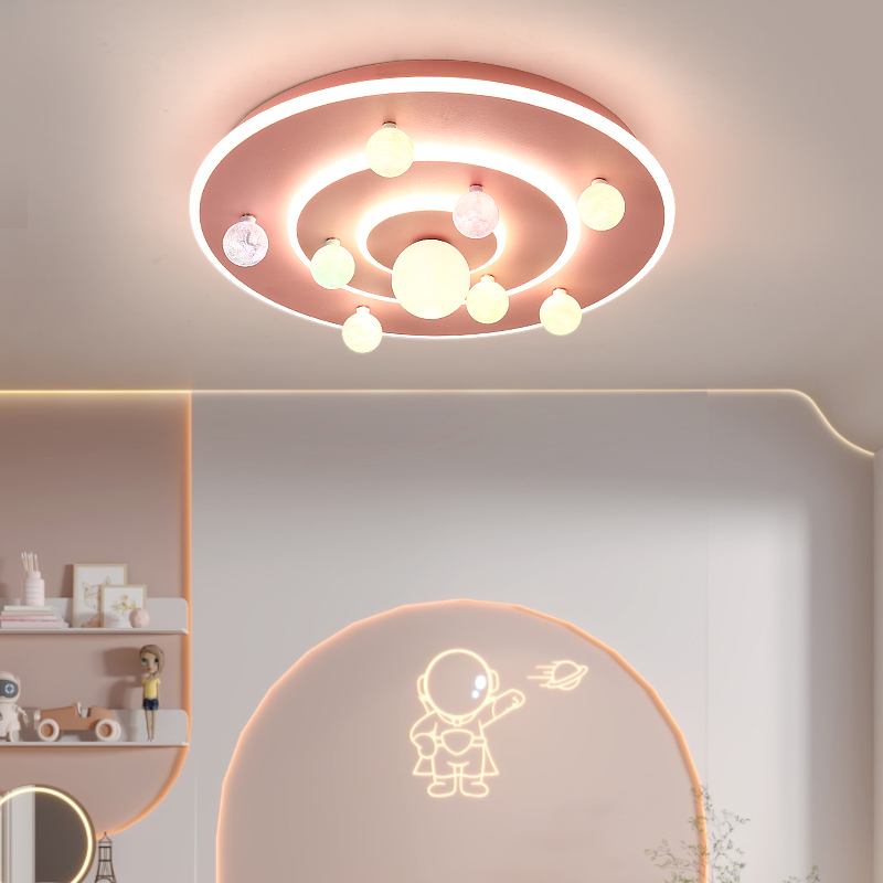 现代护眼儿童房创意太空星球灯男孩女孩卧室灯全光谱智能吸顶灯