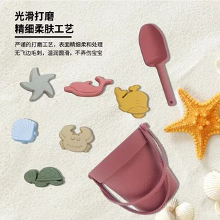 硅胶儿童沙滩宝宝海边沙滩玩沙挖沙挖土赶海水桶软胶装