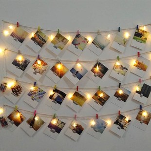 创意麻绳网格照片墙装饰夹子悬挂拍立得照片夹背景板相片夹绳