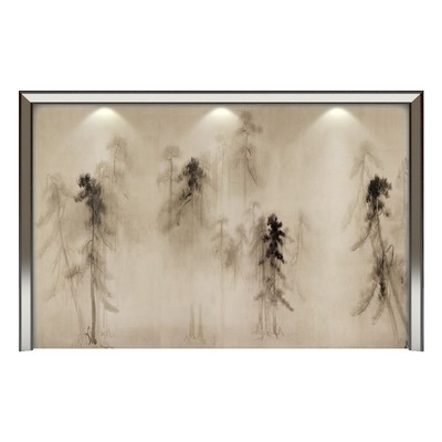 古风雾松图壁纸电视背景墙壁画松林墙纸包厢客厅艺术墙布定制