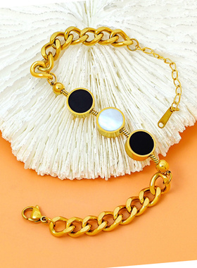 高级感简约复古钛钢转运珠手链