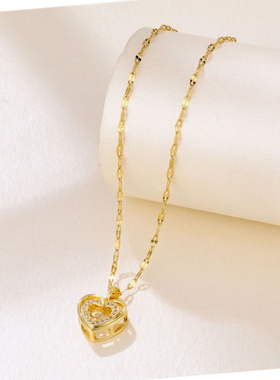 轻奢小众金色爱心钛钢锁骨链