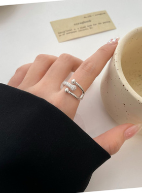 欧美轻奢银色U型马蹄开口戒指