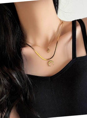 新款原创设计双层钛钢项链