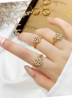 轻奢电镀铜钱币开口戒女可调节