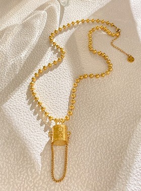 新款轻奢风毛衣链老花包项链