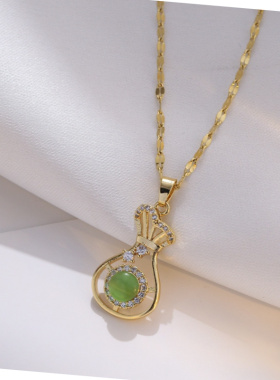 新中式精致设计师款金色福袋吊坠