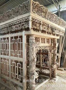 厂家定做寺庙实木佛龛、供应实木精雕神龛、香樟木雕刻佛龛祠堂
