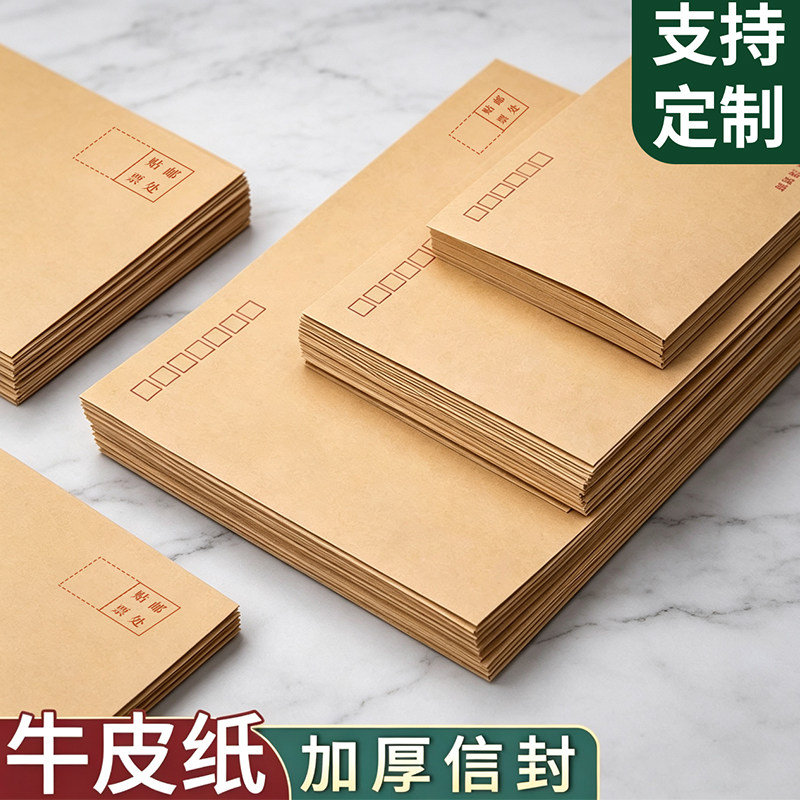 牛皮纸信封加厚文件收纳袋信封袋工资袋财务增值税发票袋可邮寄信封复古简约风批量现货支持定制定做印刷logo