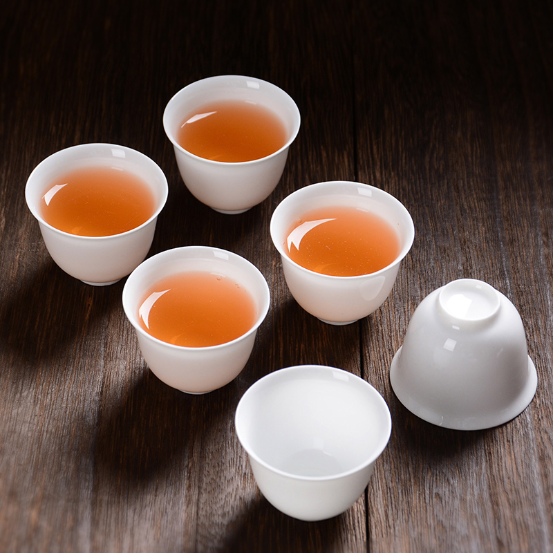 纯白骨瓷薄胎小茶杯陶瓷品茗杯潮州功夫茶泡茶喝茶杯家用茶具套装
