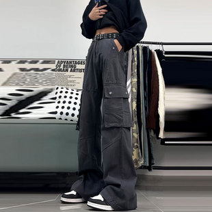 设计感小众牛仔裤 uPXiw美式 直筒宽松休闲裤 裤 复古水洗做旧工装